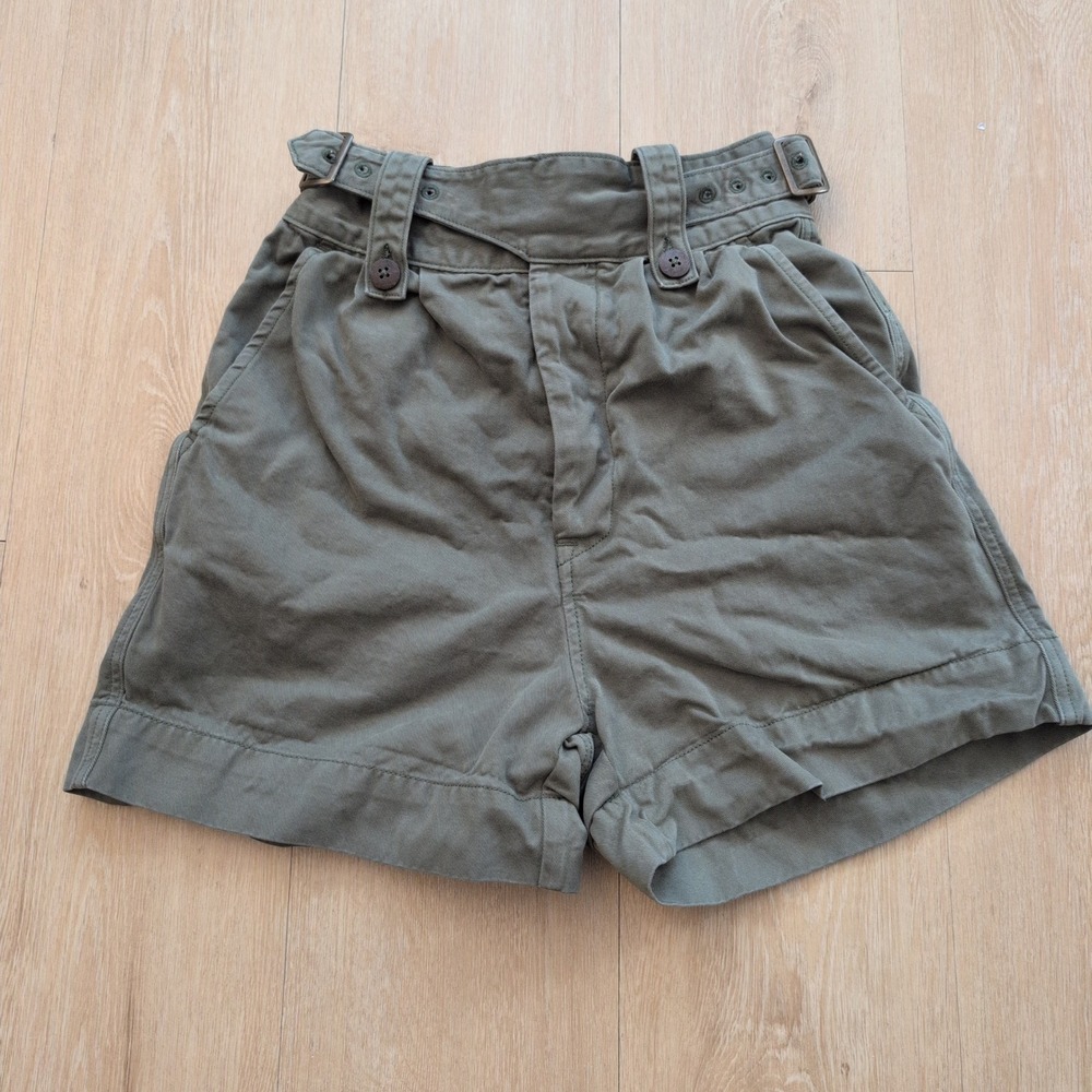 Thrills Palm Trees Street Machines Olive Green Utility Shorts Women 24 High Rise